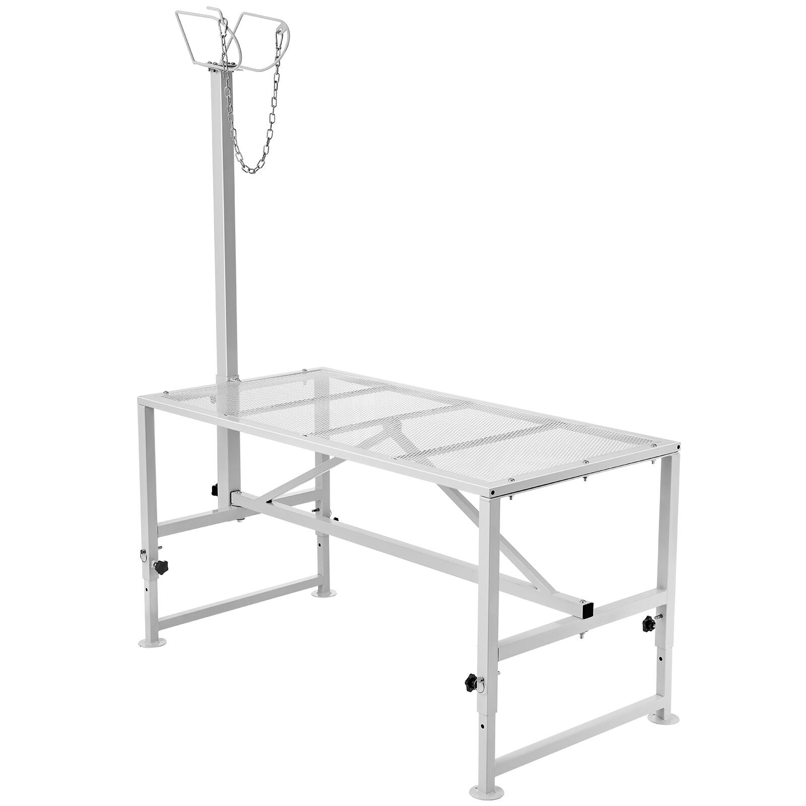 Alt View 5. VEVOR - Goat & Sheep Stand, 47x23 inch Livestock Stand, Metal Livestock Milking and Shearing Stand 21" to 33" Adjustable Height - White.
