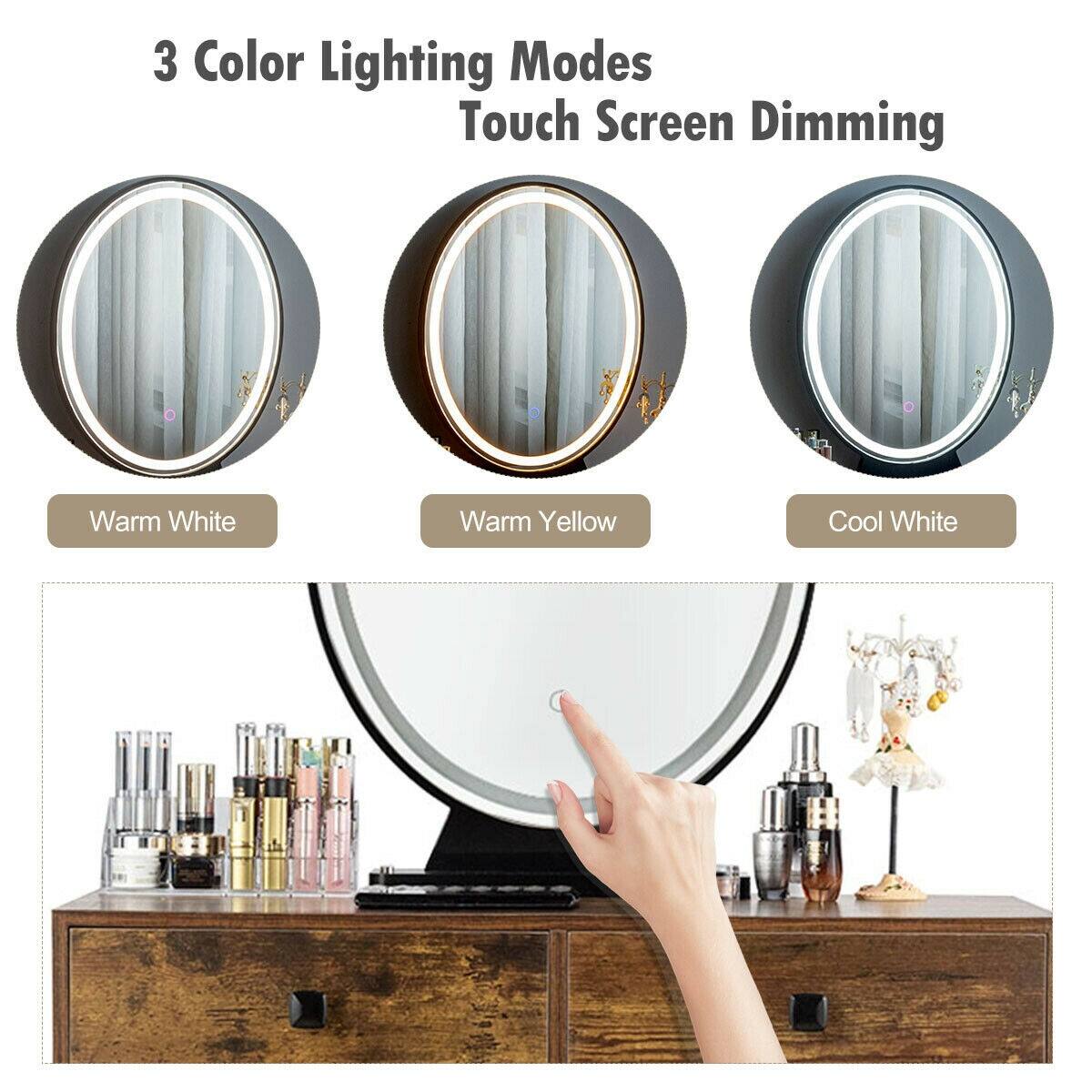 3 Color Lighting Modes, Touch Screen Dimming, Warm White, Warm Yellow, Cool White