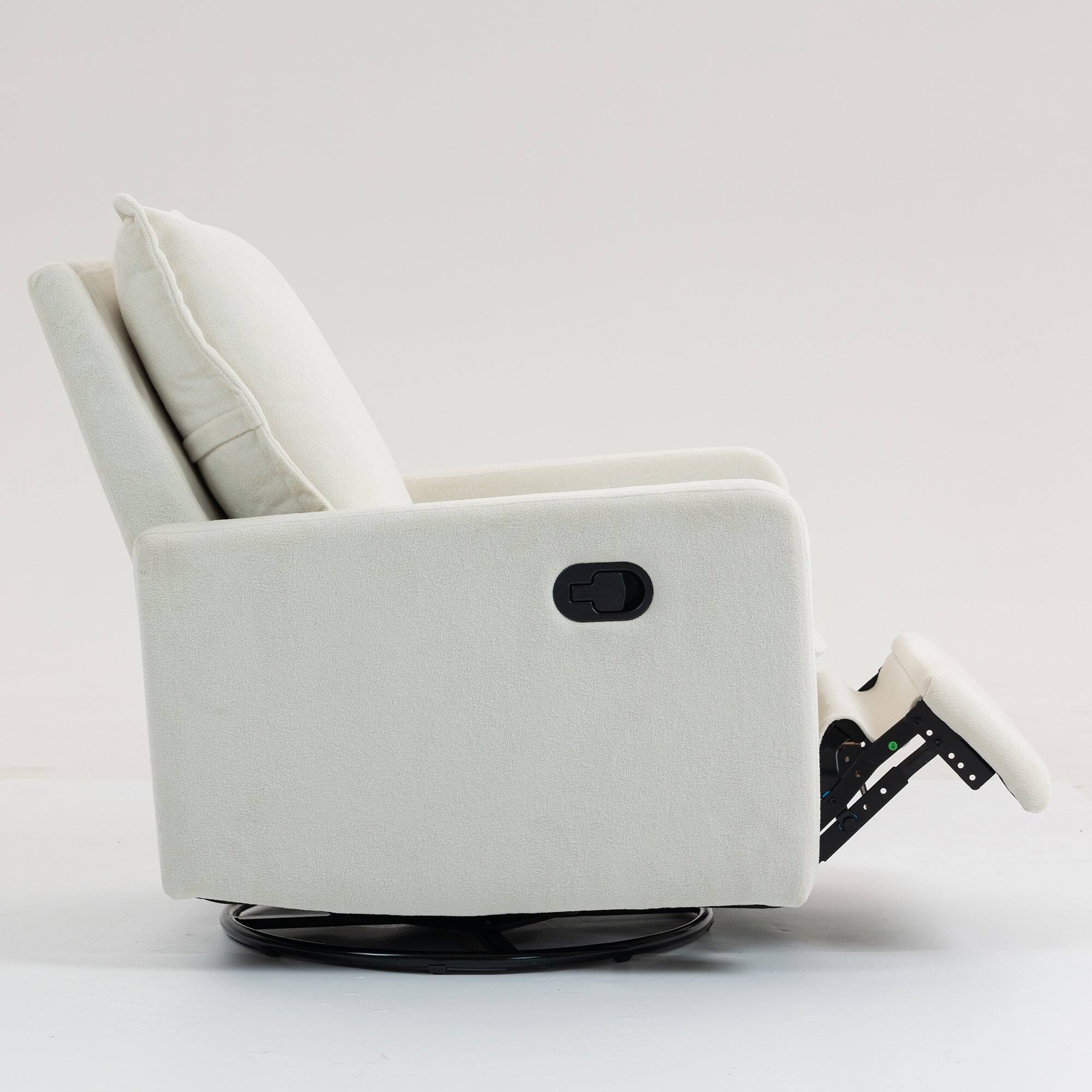 Alt View 4. Boyel Living - 360° Rotating Short Plush Manual Button Armchair Sofa Living Room Leisure Chair White - WHITE.
