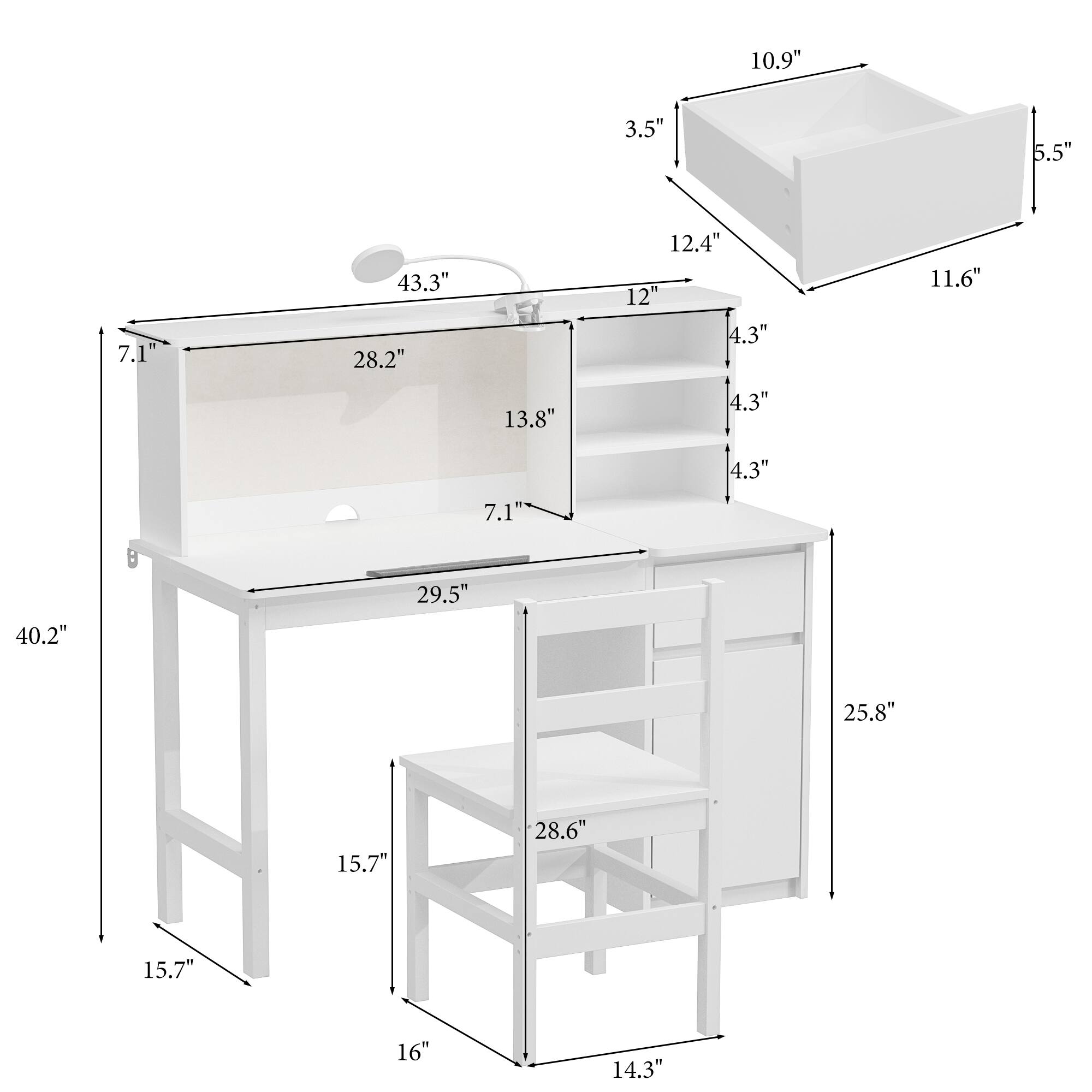 10.9"  
3.5"  
5.5"  
7.1"  
43.3"  
28.2"  
13.8"  
12.4"  
12"  
4.3"  
4.3"  
11.6"  
4.3"  
7.1"  
40.2"  
29.5"  
25.8"  
15.7"  
28.6"  
15.7"  
16"  
14.3"