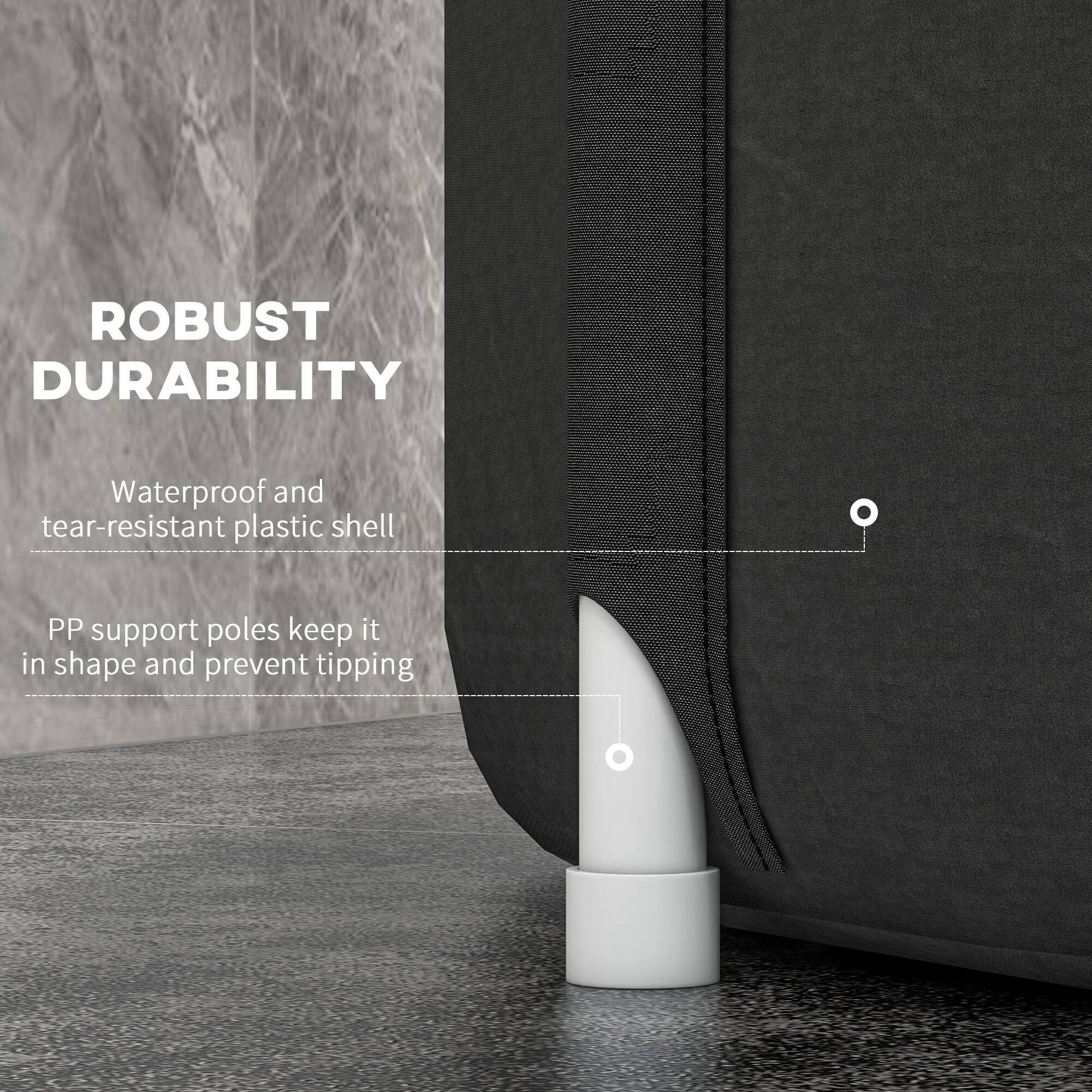 ROBUST DURABILITY

Waterproof and tear-resistant plastic shell

PP support poles keep it in shape and prevent tipping