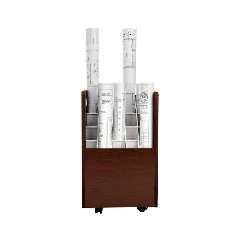 Angle. AdirOffice - Blueprint Storage Wood 20-Slot Portable Roll File Cart - Mahogany.