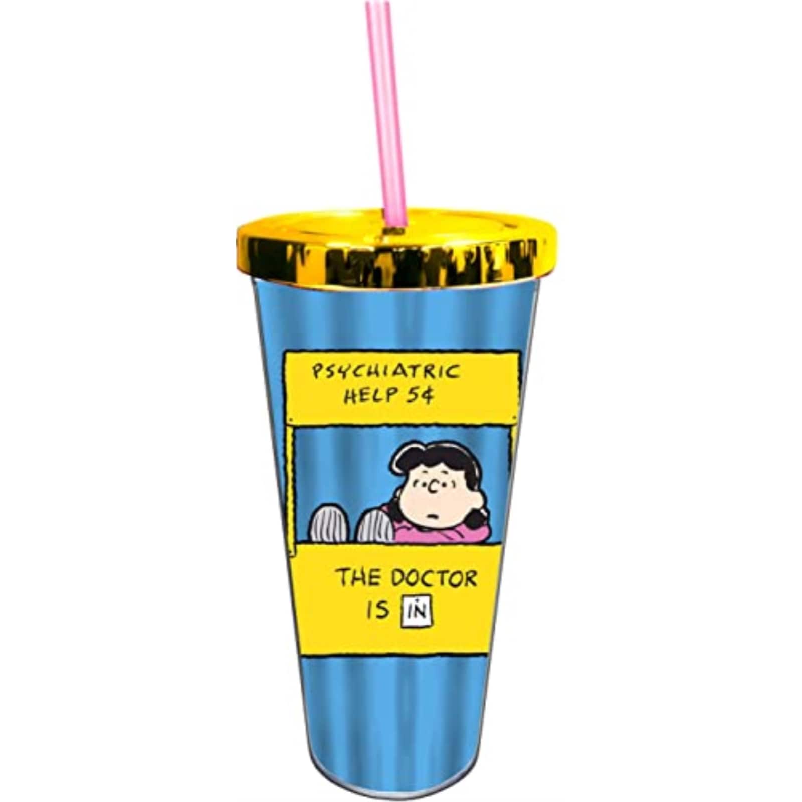 Spoontiques - Peanuts Lucy Metallic Look Double Wall Insulated Acrylic Foil Cup with Straw 20 ounce - Multicolor price history on PriceWatchPro