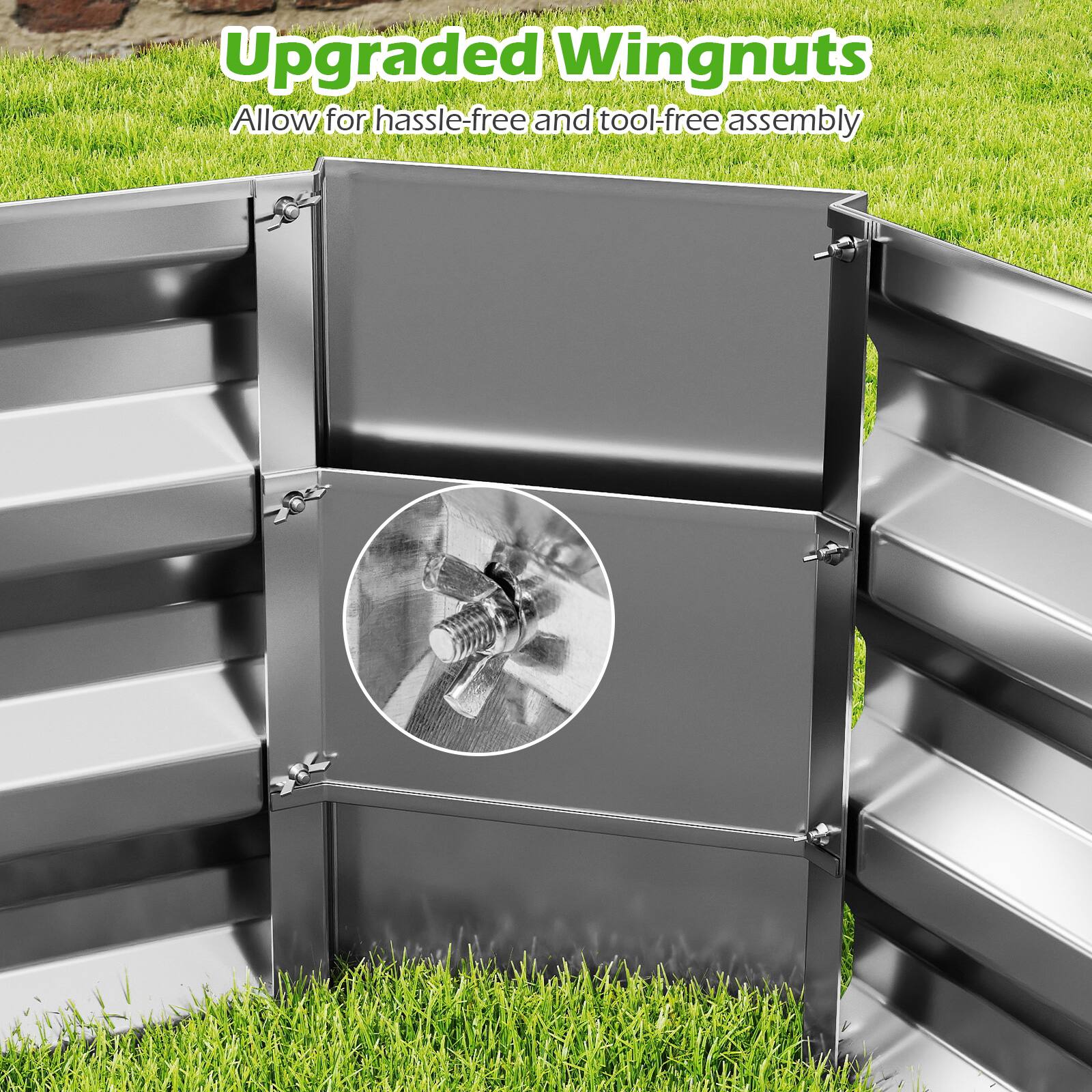Upgraded Wingnuts  
Allow for hassle-free and tool-free assembly