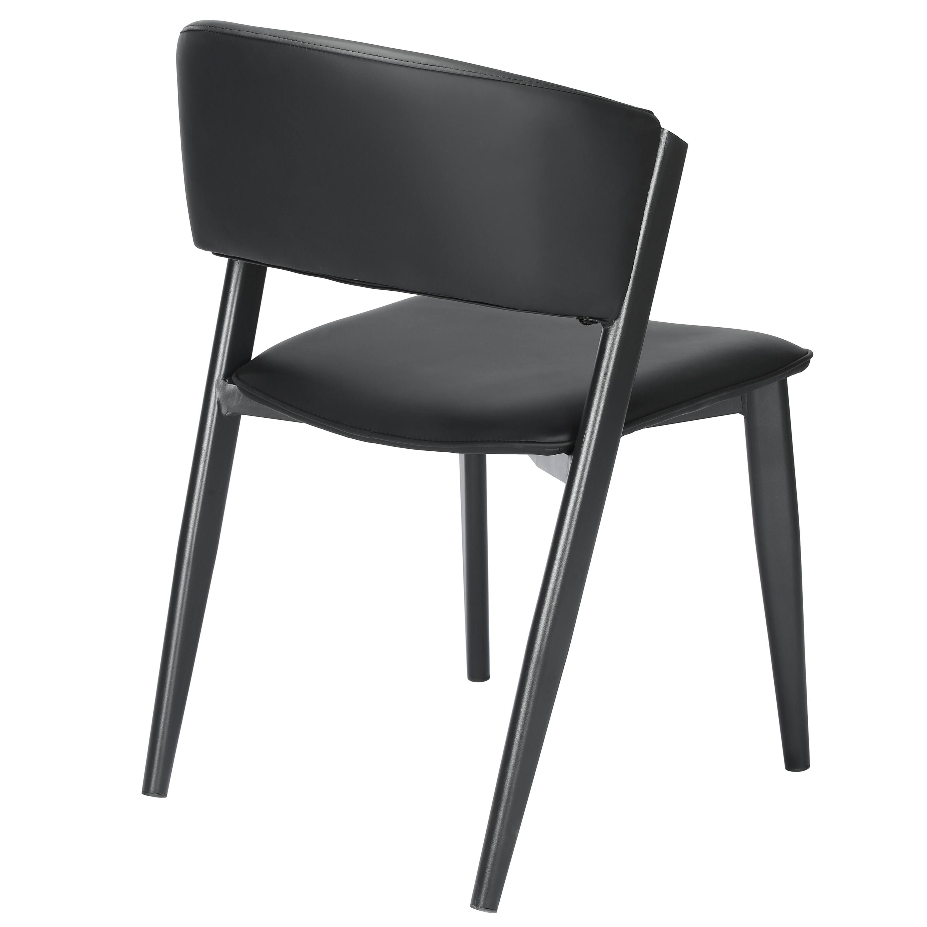 Alt View 4. LeisureMod - Aspen 2-PCS Mid-Century Leather Dining Side Chair with Scratch-Resistant Powder-Coated Iron Legs - Black.