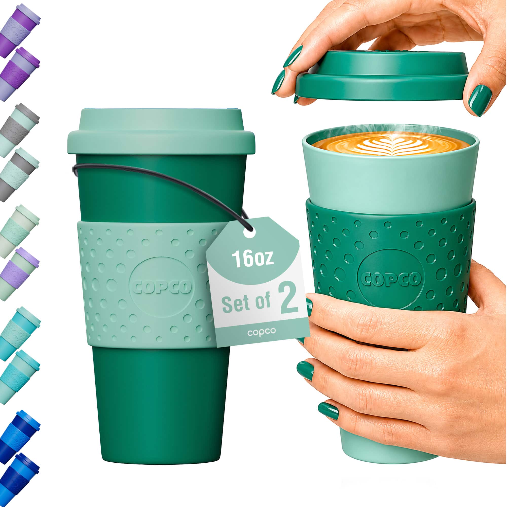 Copco - Travel Mug Set of 2, 16 oz Double Wall Insulated Tumbler - Green/Hunter Green price history on PriceWatchPro