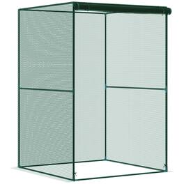 Outsunny - Walk-in Crop Cage, Plant Protectors from Animals with Roll Up Zippered Door, 3.9' x 3.9' x 5.9' - Green