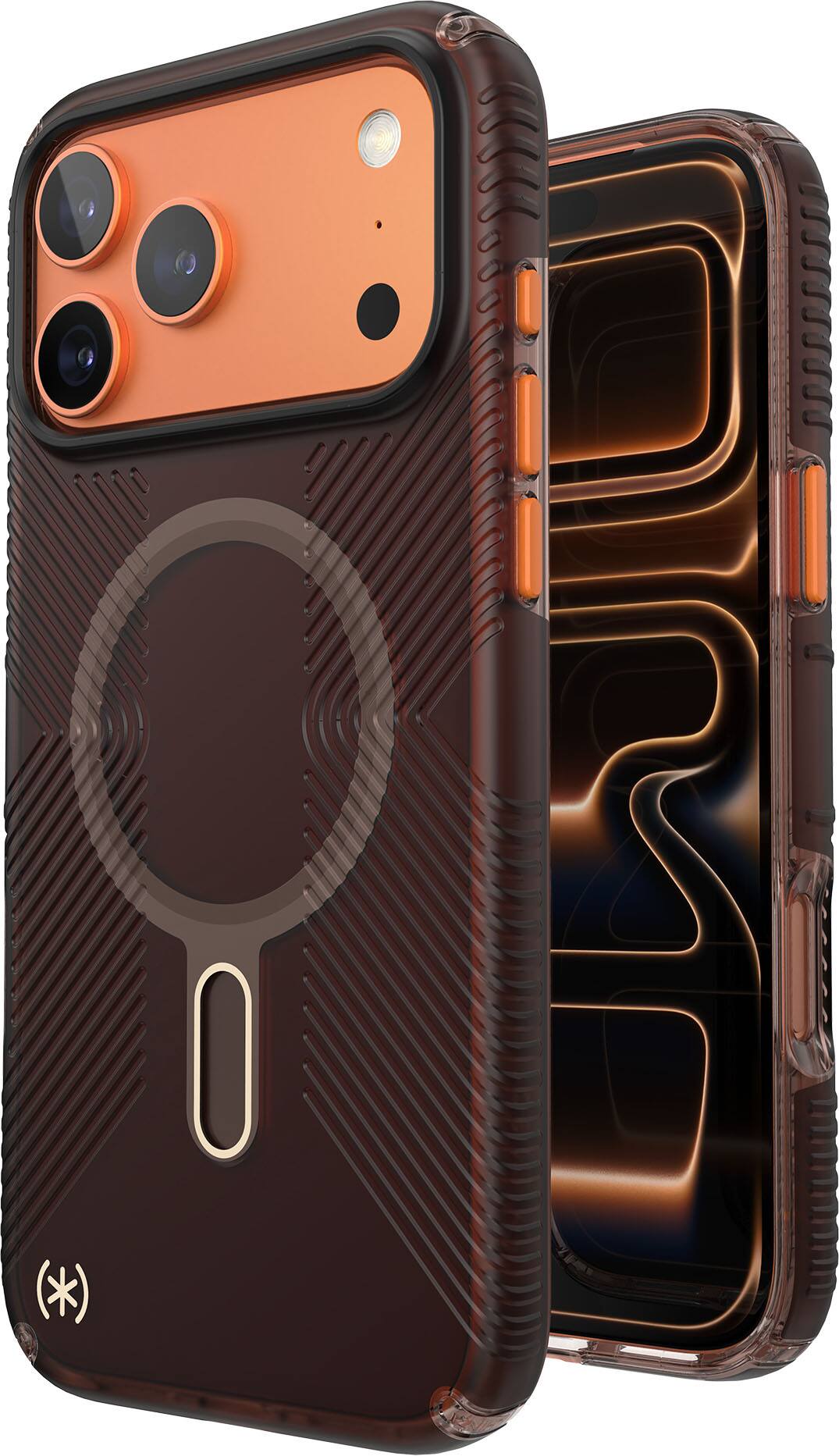 Alt View 4. Speck - Presidio Lux Grip ClickLock Case for Apple iPhone 17 Pro Max - Brown Matte/Orange.