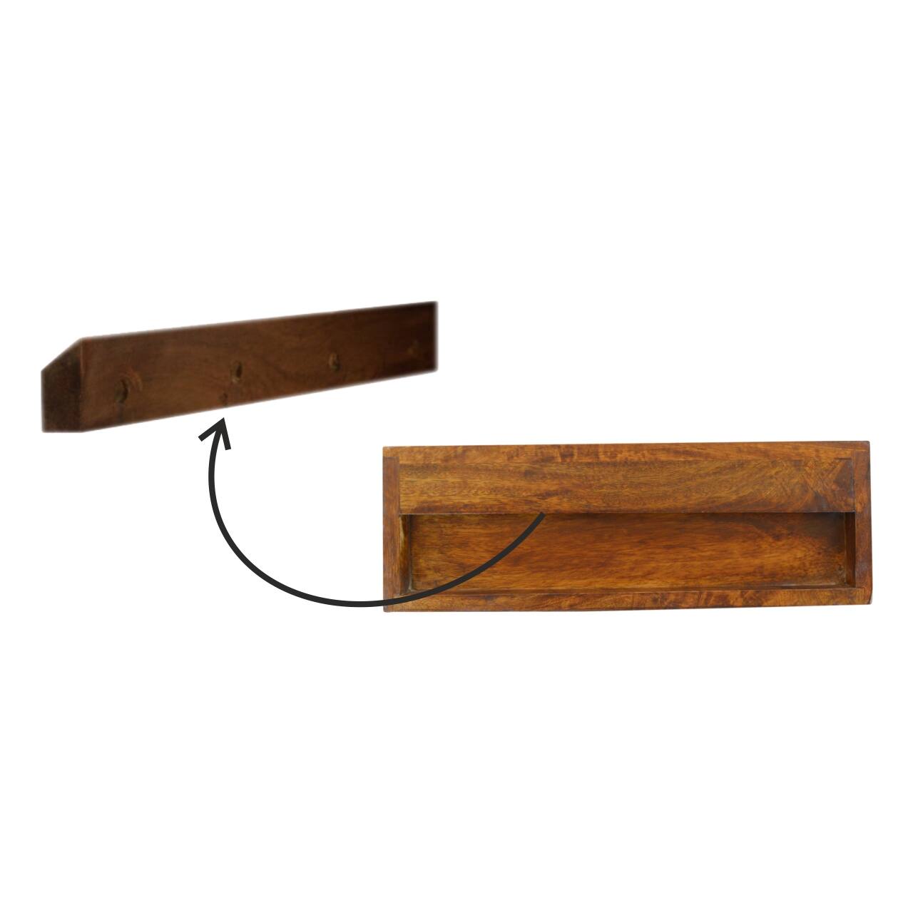 Alt View 5. Artisan Furniture - Artisan Furniture Solid Wood Floating Chestnut Brass Nightstand, 1 Drawer, Gold and Brown - Chestnut.