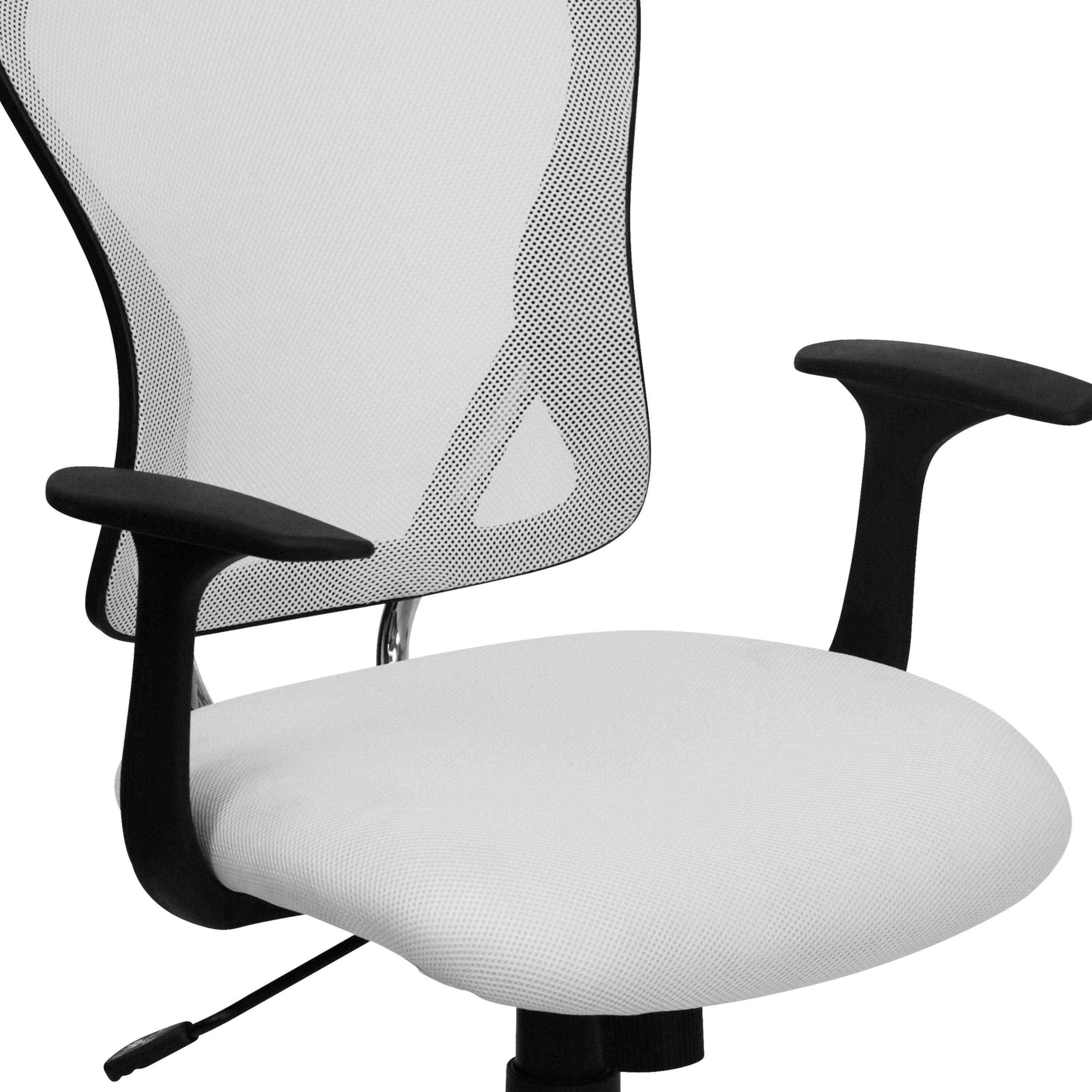 Alt View 9. Emma + Oliver - Mid-Back Mesh Swivel Task Office Chair with Chrome Base and Arms - White.