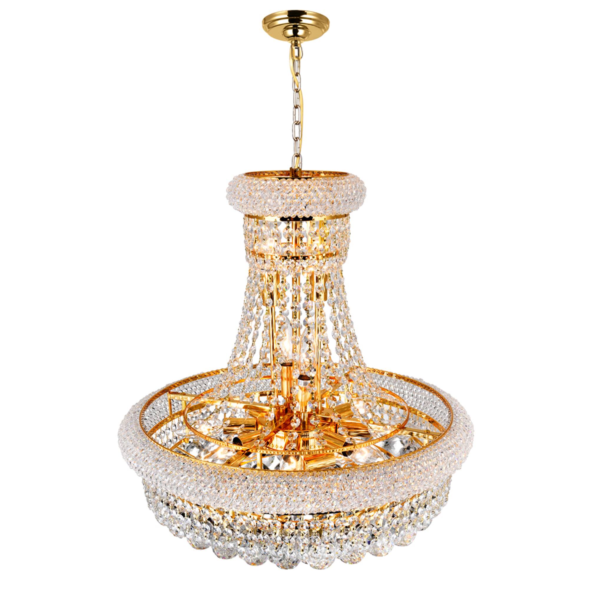 Left. CWI Lighting - Empire 14 Light Down Chandelier With Gold Finish - Gold.