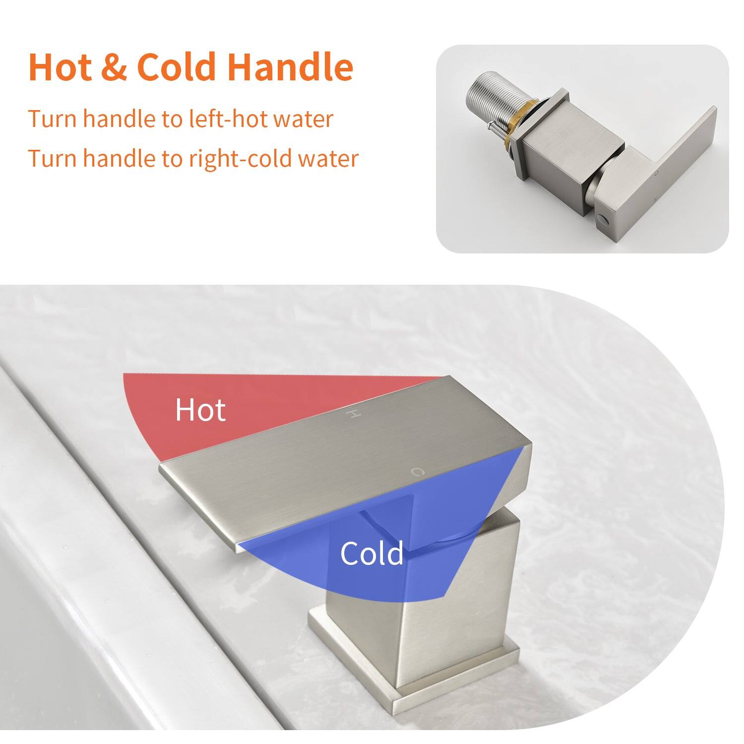 Hot & Cold Handle

Turn handle to left - hot water  
Turn handle to right - cold water

Hot  
Cold