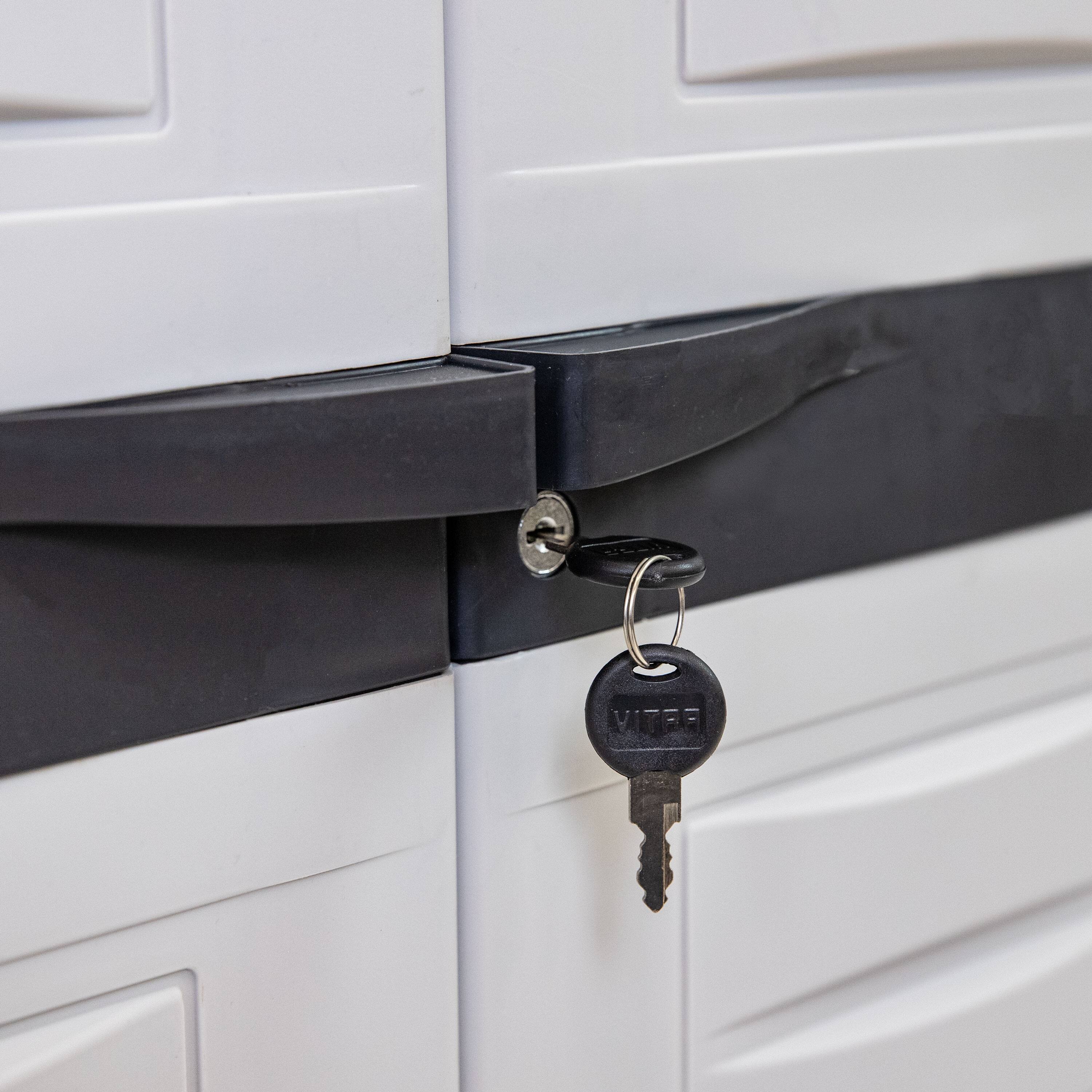 Alt View 9. Sunnydaze - Lockable Storage Cabinet with 3 Adjustable Shelves - Gray.