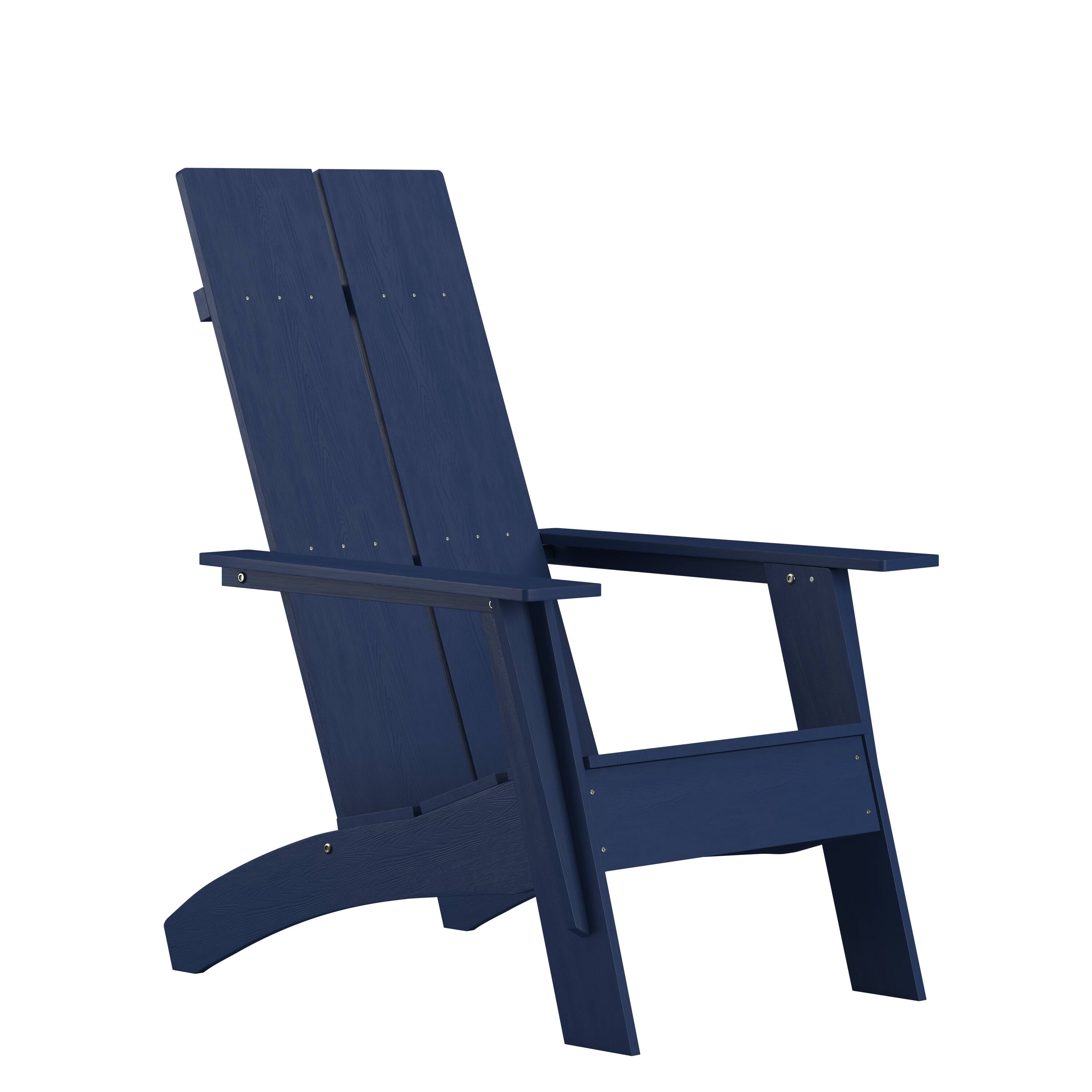 Emma + Oliver - Modern Dual Slat Back Indoor/Outdoor Adirondack Style Patio Chair - Navy price history on PriceWatchPro