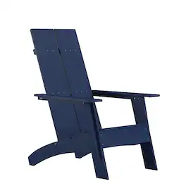 Emma + Oliver - Modern Dual Slat Back Indoor/Outdoor Adirondack Style Patio Chair - Navy