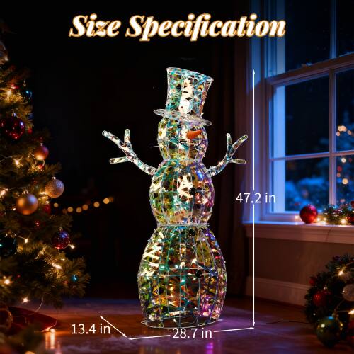 Winado 4FT Christmas Iridescent Snowman, Pre lit with LED Lights