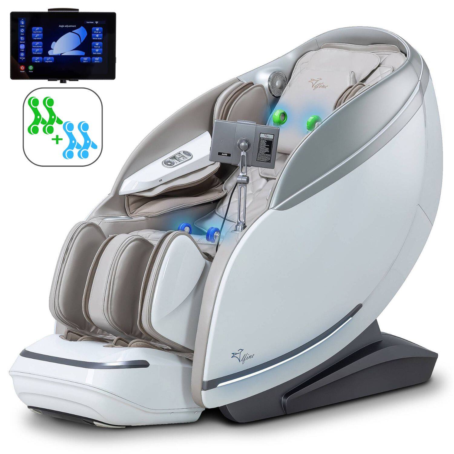 Alfine - A688 Heaven Duet Massage Chair 4Dx3D Dual-Mechanism Zero Gravity Full Body Relaxation - Beige