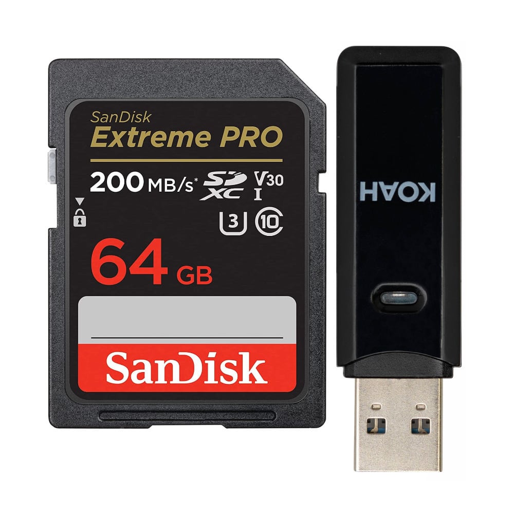 SanDisk - 64GB Extreme PRO 200MB/s SDXC UHS-I Memory Card Bundle with Card Reader