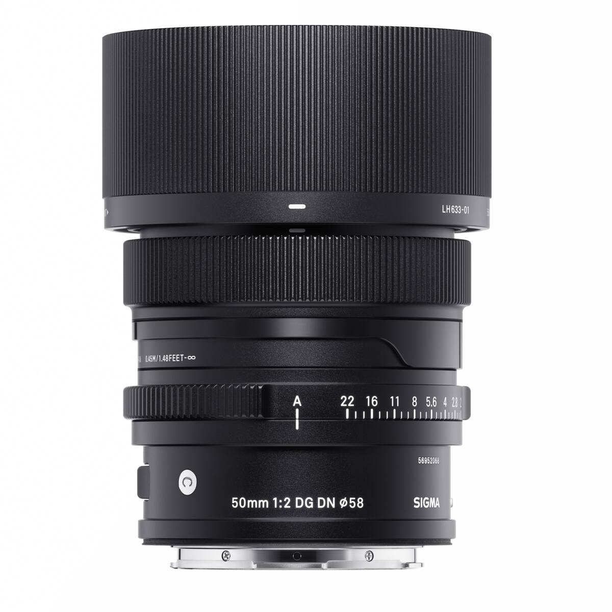 LH633-01  
LASM/1.48FEET-8  
A I  
22 16 11 8 5.6 4 2.8  
50mm 1:2 DG DN Ø58  
SIGMA