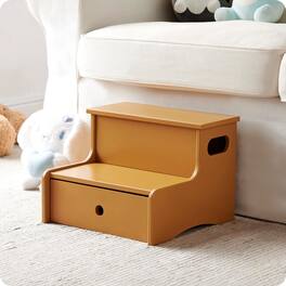 Kings Brand Furniture - Wooden Toddler Step Stool for Kids with Storage for Bedroom, Bathroom & Kitchen - Honey mustard