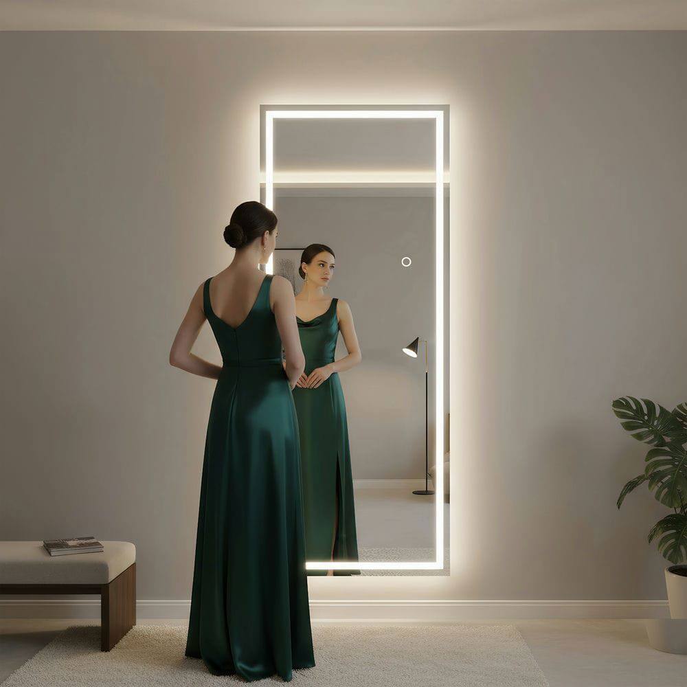 Alt View 7. Kadyn - 71x28 Inch Extra Large Frameless Full-Length LED Mirror for Wall - Black.