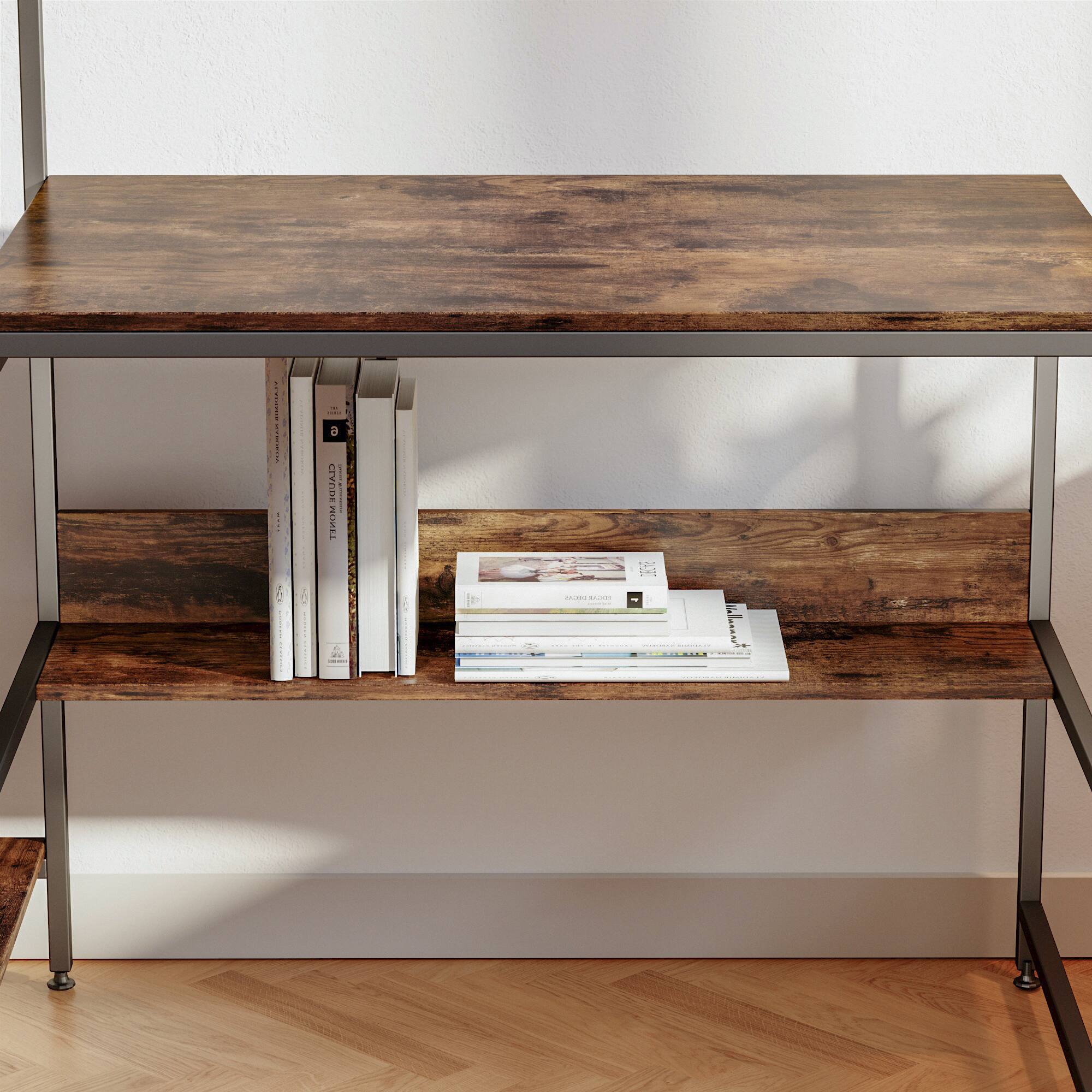 The image shows a wooden bookshelf with a variety of books on it. The books are arranged in different positions, with some standing upright and others lying horizontally. The shelf is placed in a corner of a room, and the books are of various sizes and colors. The scene suggests a cozy and well-organized space for reading and relaxation.