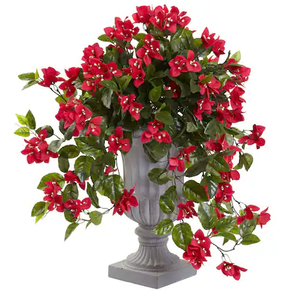 Front. BreeBe - 28" Bougainvillea with Urn UV Resistant (Indoor/Outdoor) - Red.