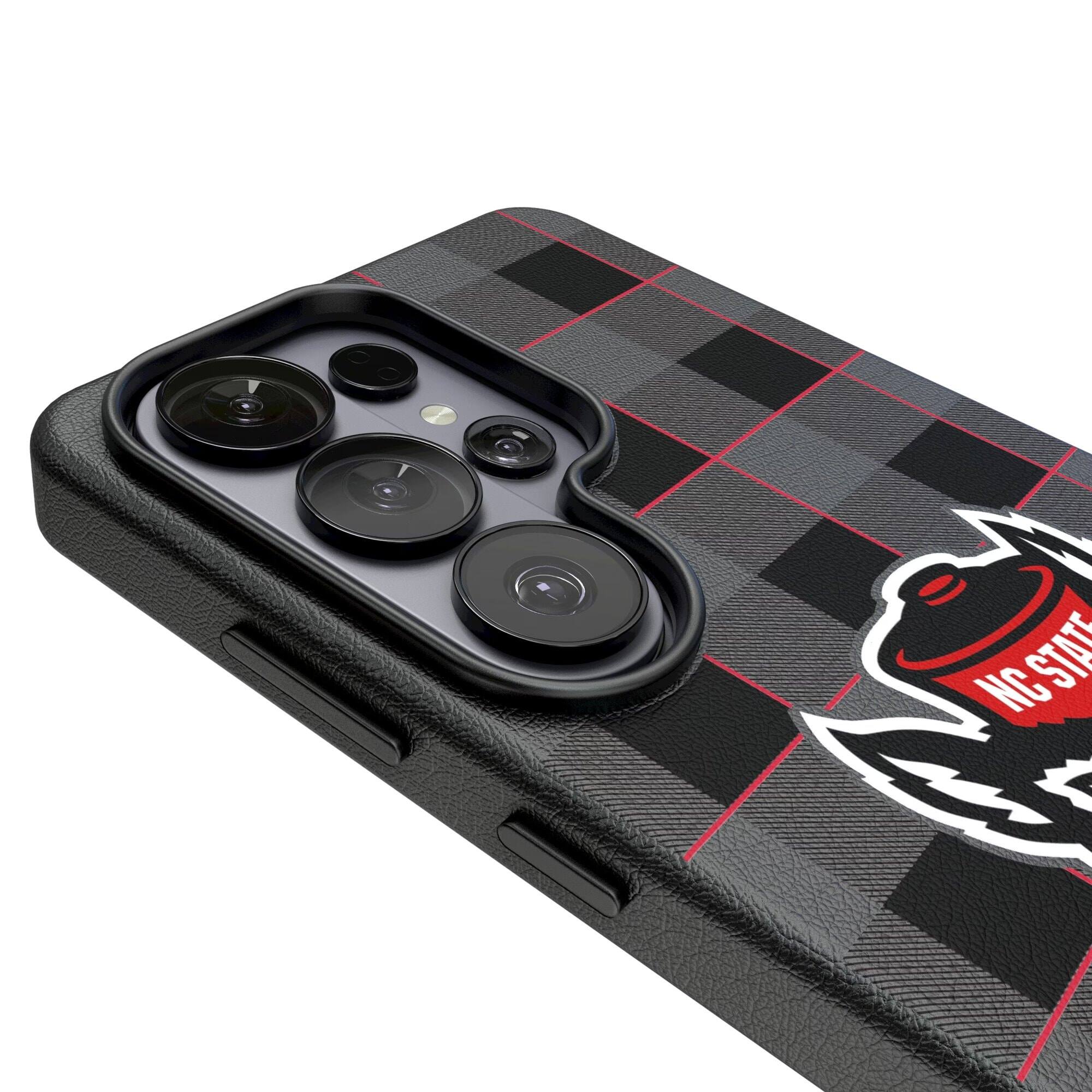 Alt View 2. Keyscaper - NC State Wolfpack Plaid Galaxy Magnetic Bump Case - S24 - Black.