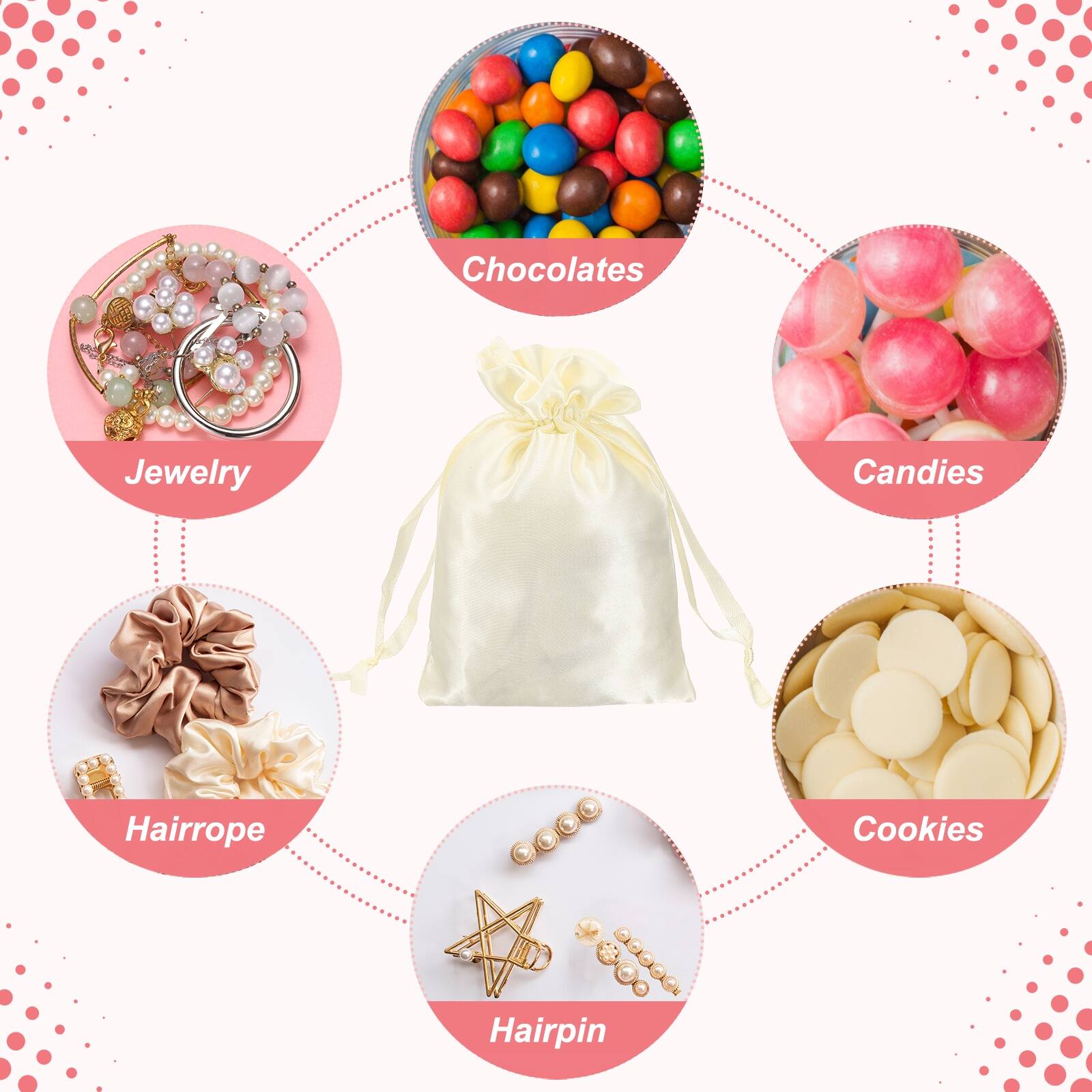 Chocolates, Jewelry, Candies, Hairrope, Cookies, Hairpin