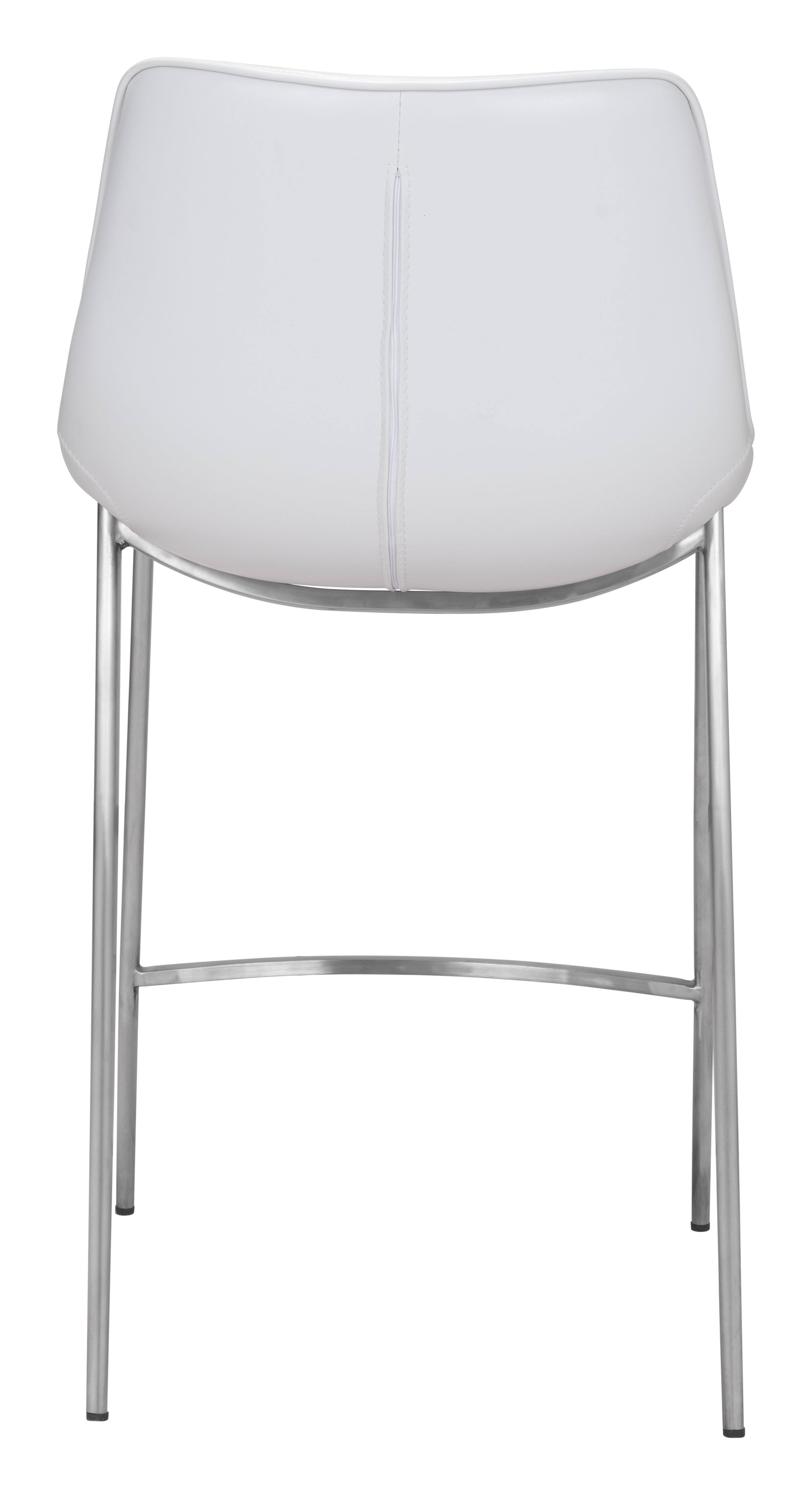 Alt View 2. Hivvago - Magnus Counter Stool (Set of 2) White & Silver - White & Silver.