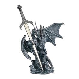 FC Design - 5"H Medieval Dragon on Castle w/ Sword Figurine Statue Computer Desk Tabletop Medieval Gaming Home Decor Gift - Multi-Color
