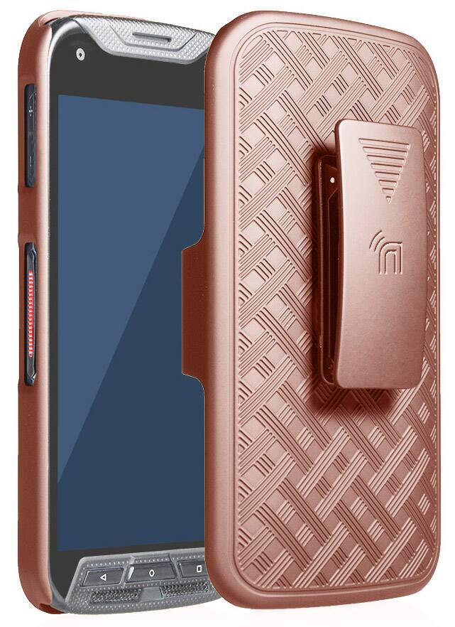 Alt View 2. Nakedcellphone - Case with Stand and Belt Clip Holster for Kyocera DuraForce Pro - Rose Gold.