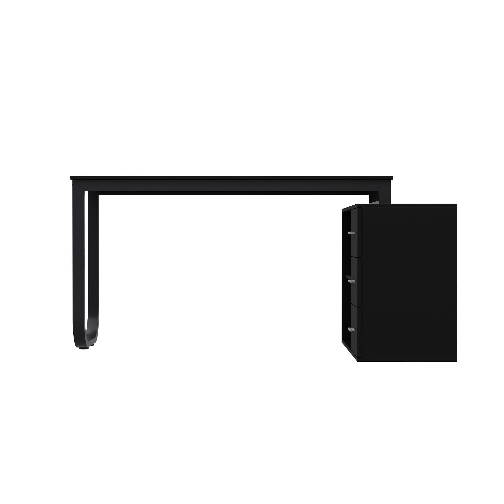 Left. FUFU & GAGA - FUFU&GAGA L - Shaped Office Desk with Storage - Modern Workstation for Home & Office - Black.