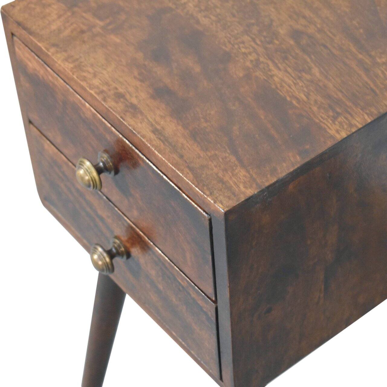 Alt View 2. Artisan Furniture - Artisan Furniture Solid Wood Mini 2 Drawer California Walnut Bedside, Dark Brown - Dark Brown.