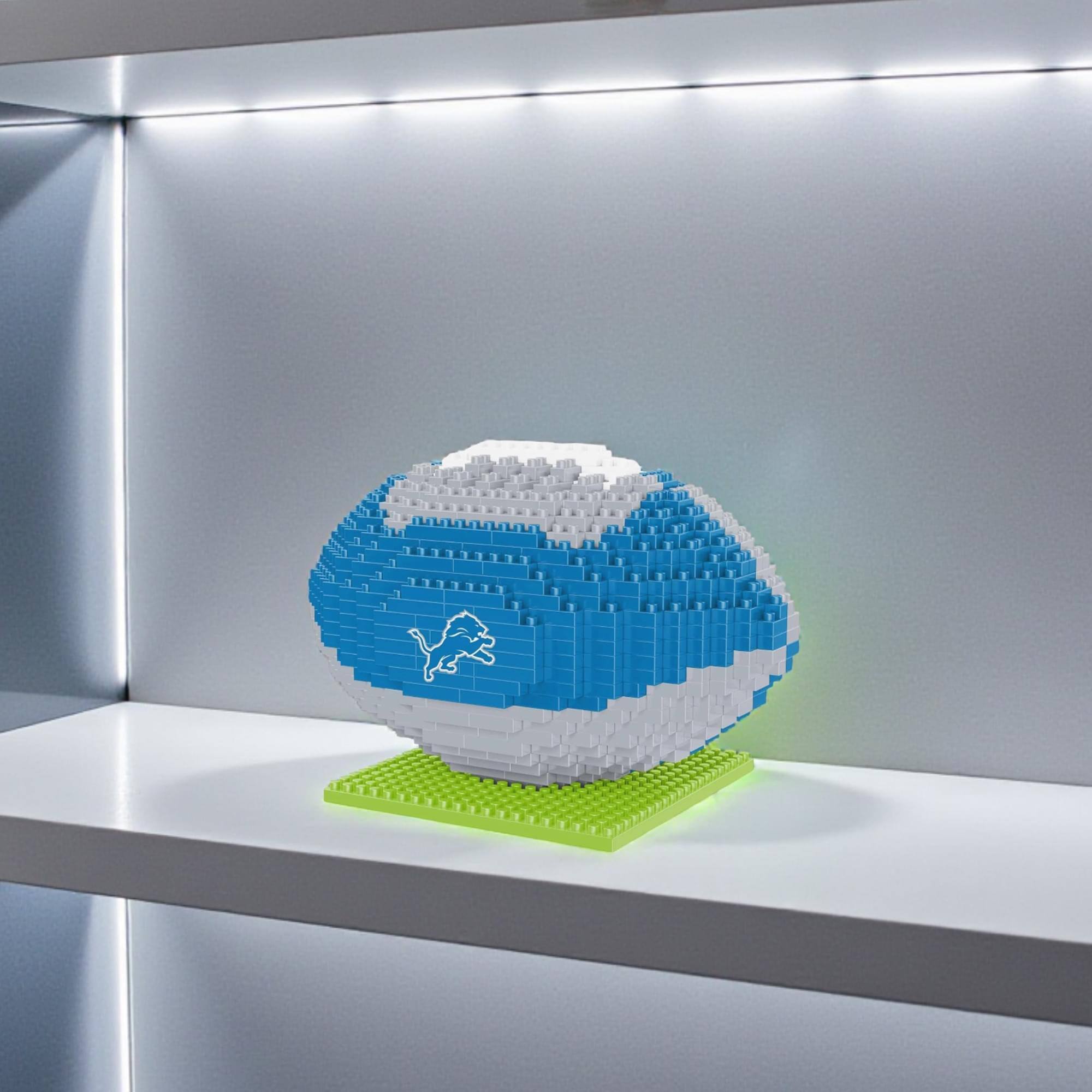 Alt View 4. Forever Collectibles - Detroit Lions NFL BRXLZ Football 728-Piece Building Block Set - Blue.