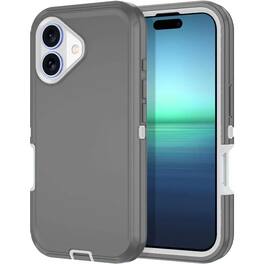 Entronix - Heavy Duty Triple-Layer Case for iPhone 16 Plus - Ultimate Protection - Gray