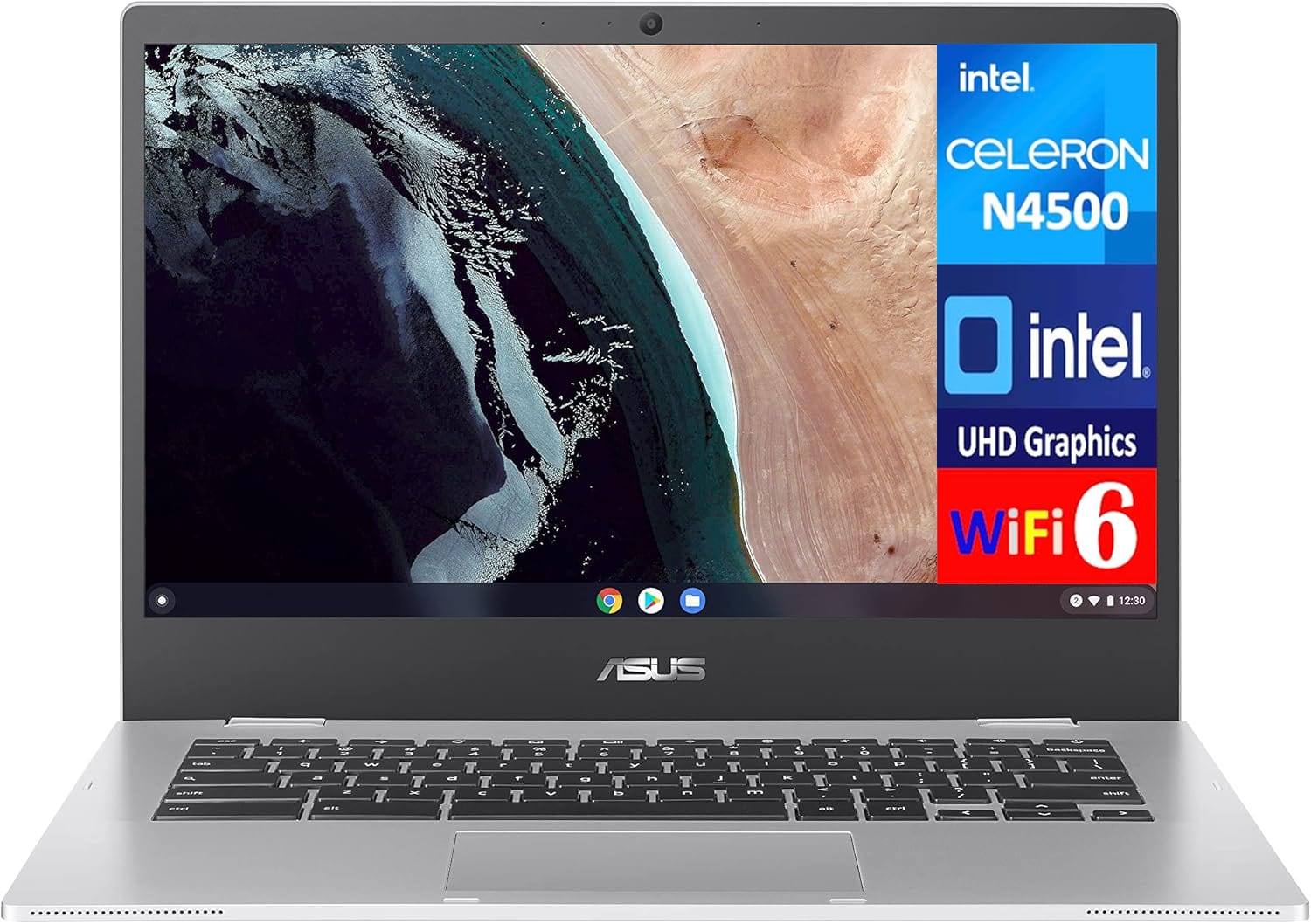 ASUS - Chromebook CX1 (CX1400) (Celeron N4500, 4GB LPDDR4X, 64G eMMC, 14.0" HD, Intel UHD, Wifi-6, Chrome OS) Renewed - Silver