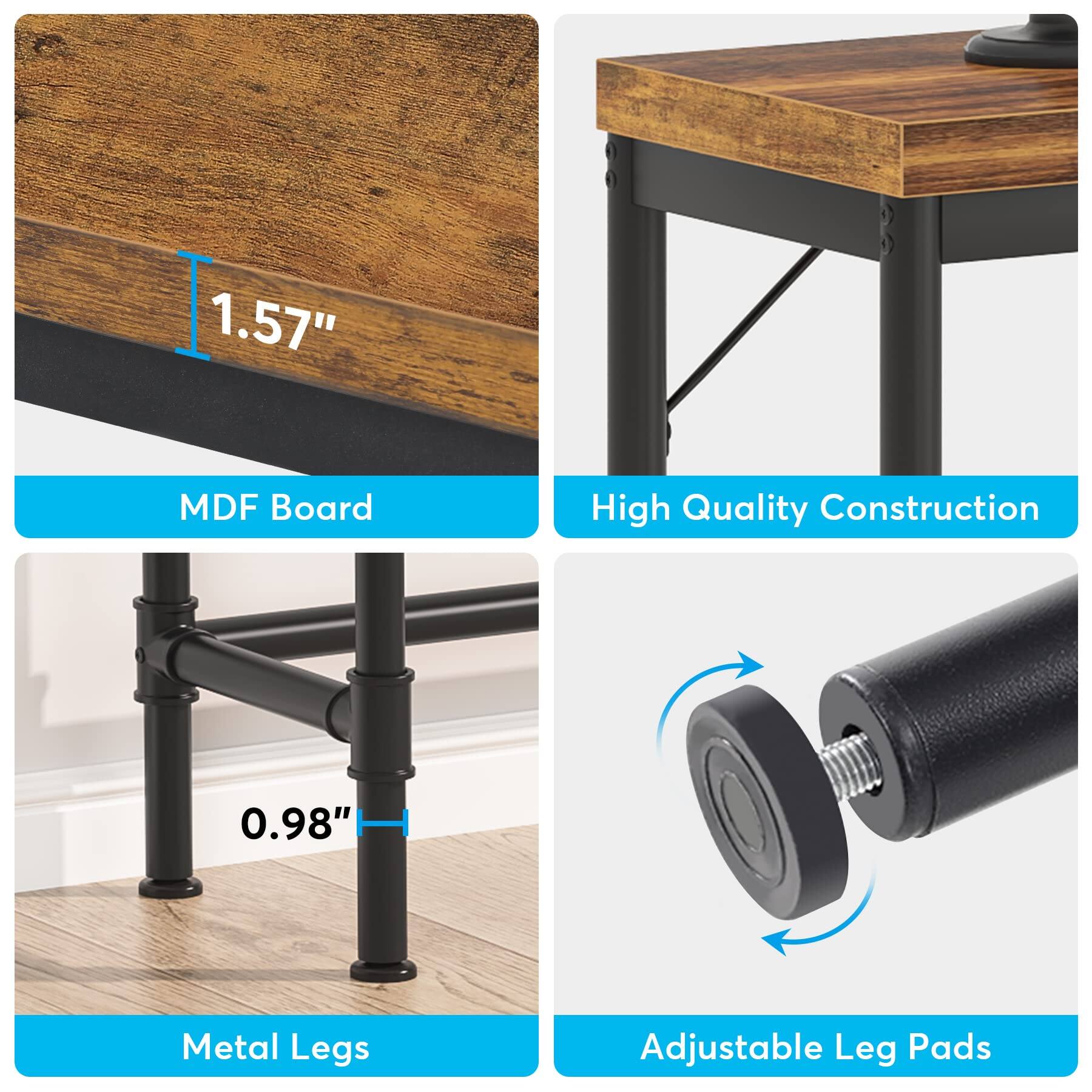 1.57" MDF Board  
High Quality Construction  
0.98" Metal Legs  
Adjustable Leg Pads