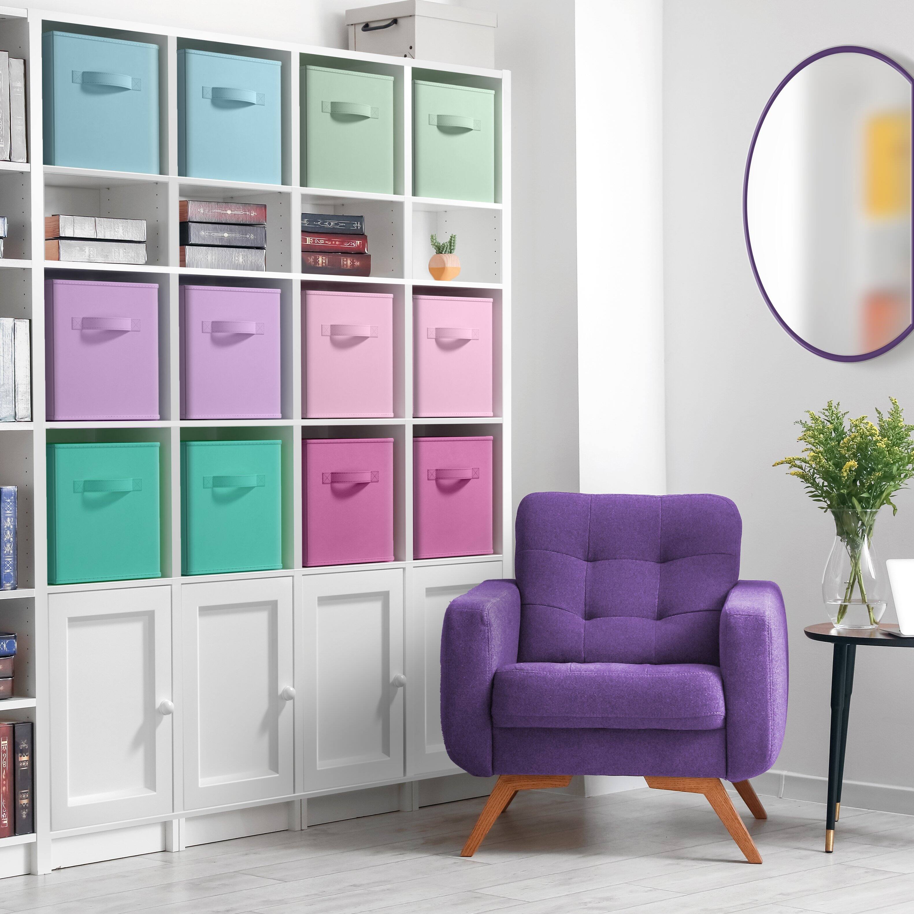 Alt View 1. Sorbus - Sorbus 13 Inch Storage Bins, Sturdy Collapsible Fabric Storage Cubes w/ Handle, 12 Foldable Baskets for Organizing - Pastel Combo.