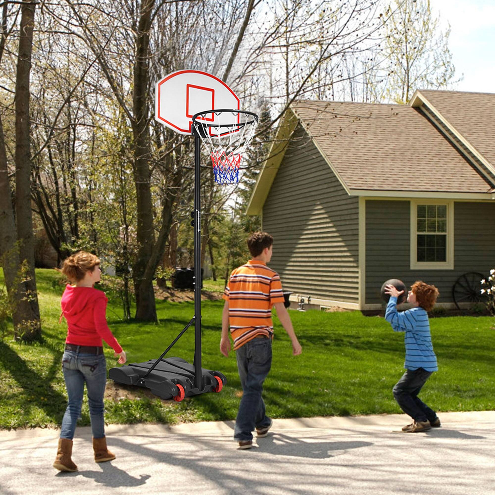 Alt View 4. Gymax - Gymax Basketball System Hoop Stand Backboard w/ Adjustable Height Wheels & 2 Nets - Black.