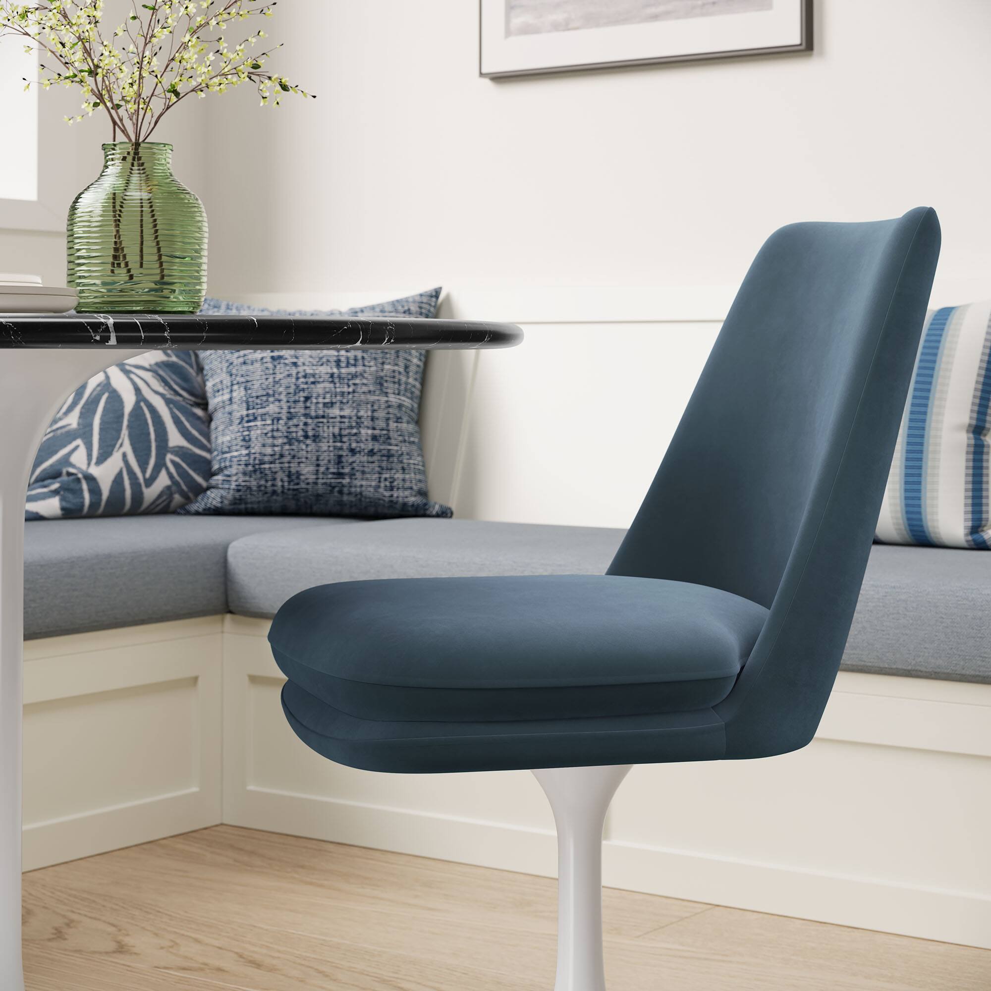 Alt View 6. Modway - Lippa Swivel Dining Performance Velvet Side Chair by Modway - Blue.