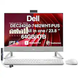 Dell - Upgraded - All-in-One 23.8 Touchscreen FHD Display (Intel Core 7 150U, 64GB, 4TB SSD, Win 11 Pro) w/USB Hub - White