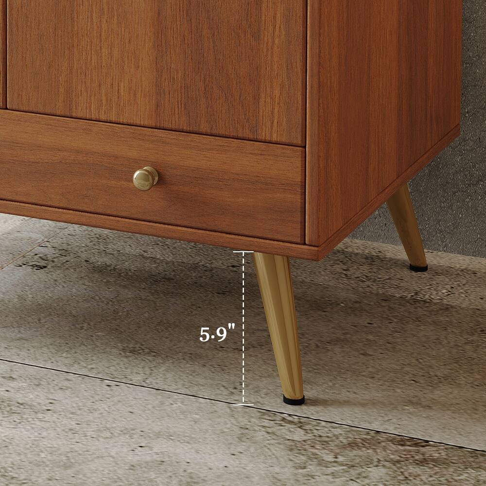 Alt View 9. Loheer - Loheer 30 inch freestanding bathroom vanity Walnut Faux Marble Top Ceramic Sink - Walnut.