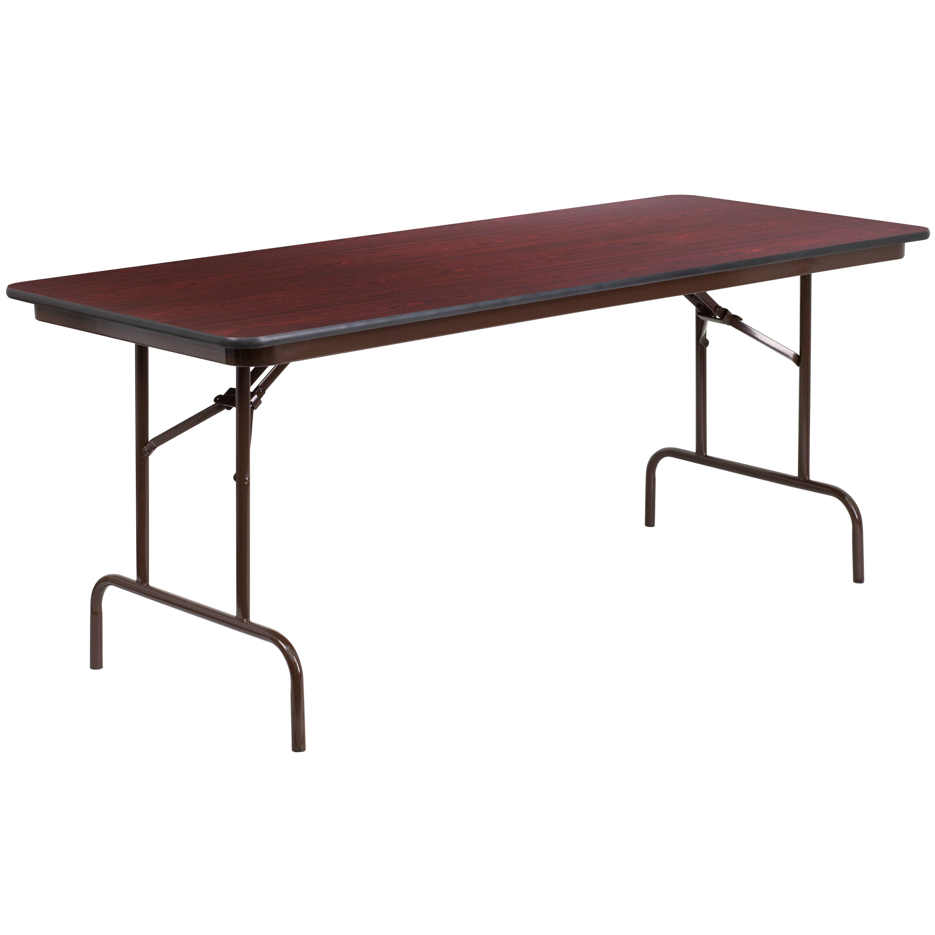 Front. Emma + Oliver - 6-Foot High Pressure Mahogany Laminate Folding Banquet Table - Mahogany.