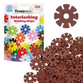 PicassoTiles - PICASSO-TILES 108PCS Brown Interlocking Disc Building Blocks Toy Set for Kids – STEM Construction & Creative Play