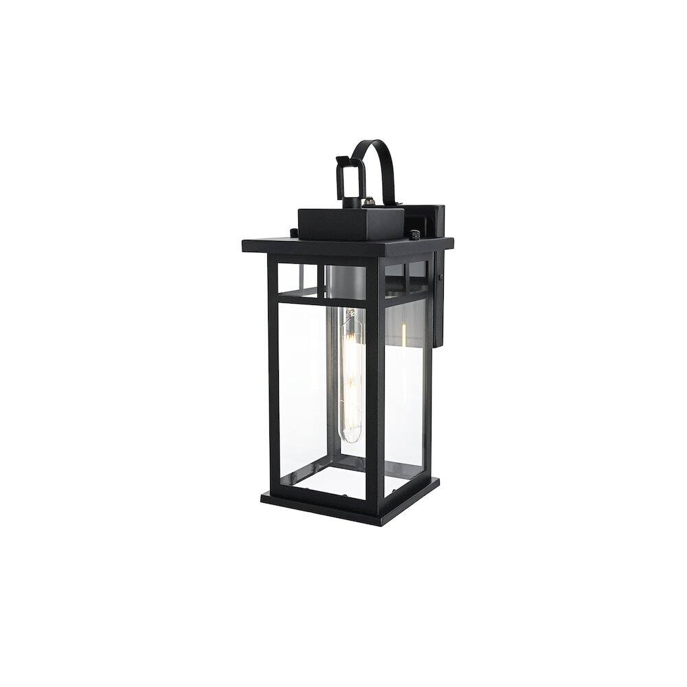 Angle. Elegant Lighting - Mercer 7 inch Outdoor Pendant in Black - Black.