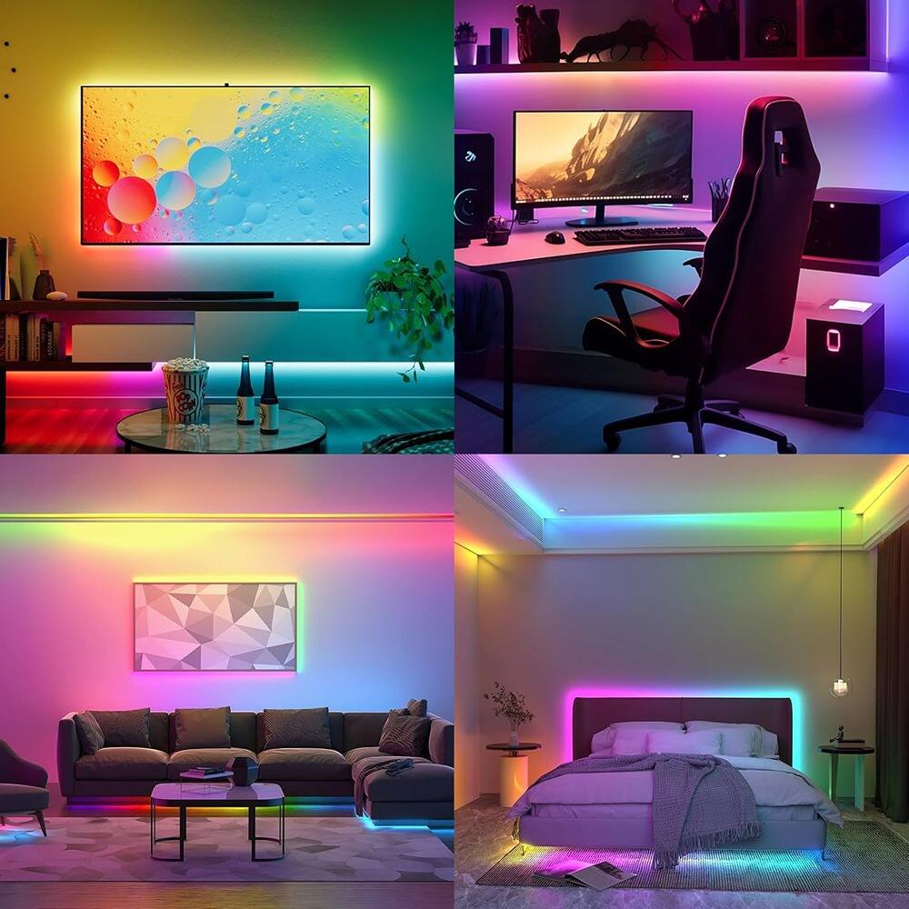 Alt View 1. PARKER SLATER - 40ft RGBIC smart LED strip lights, 2×20ft rolls with RF control, music sync COB lighting for bedroom, gaming - RGB.