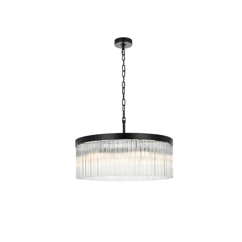 Back. Elegant Lighting - Harlow 24 Inch Chandelier In Black - Black And Clear.