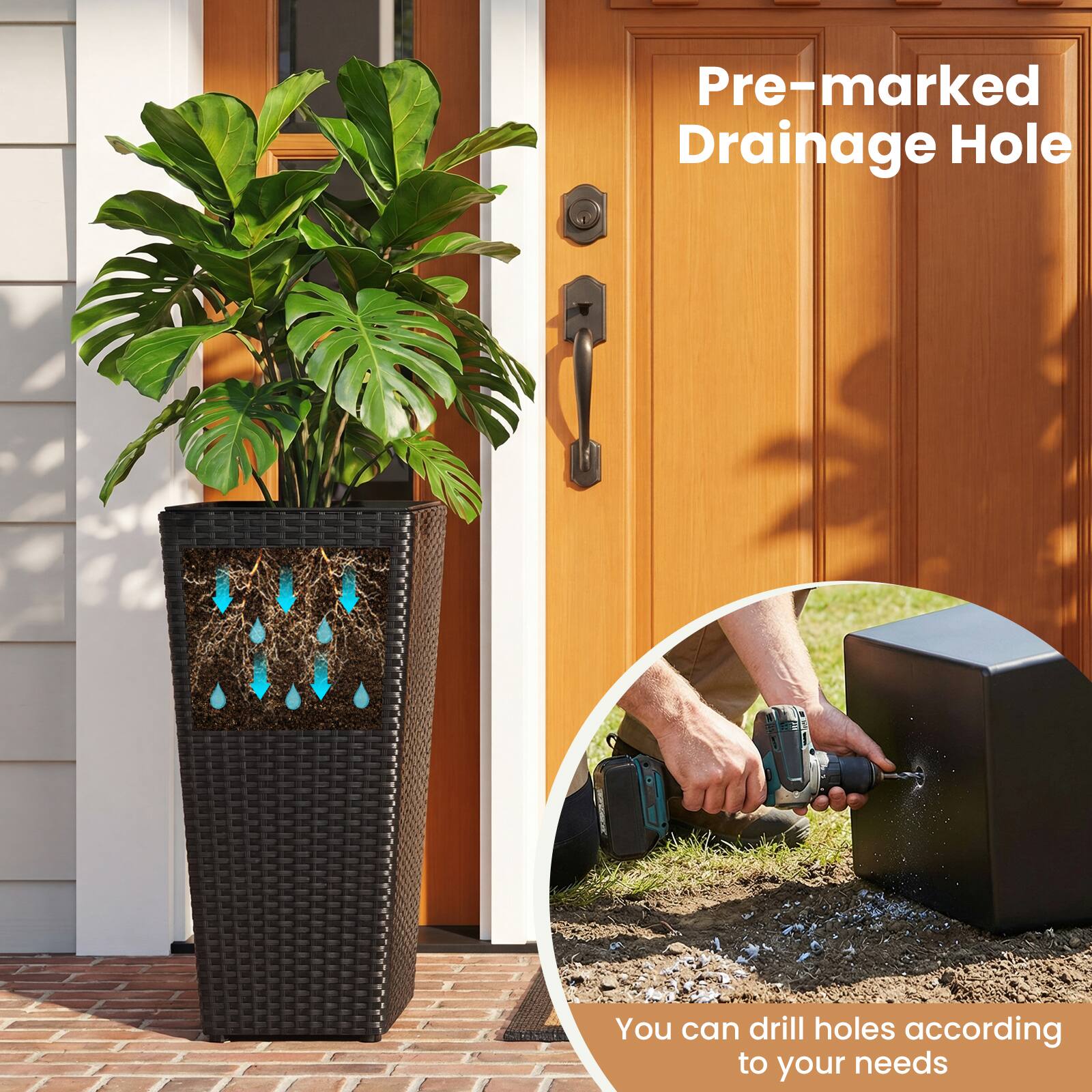 Pre-marked Drainage Hole

You can drill holes according to your needs