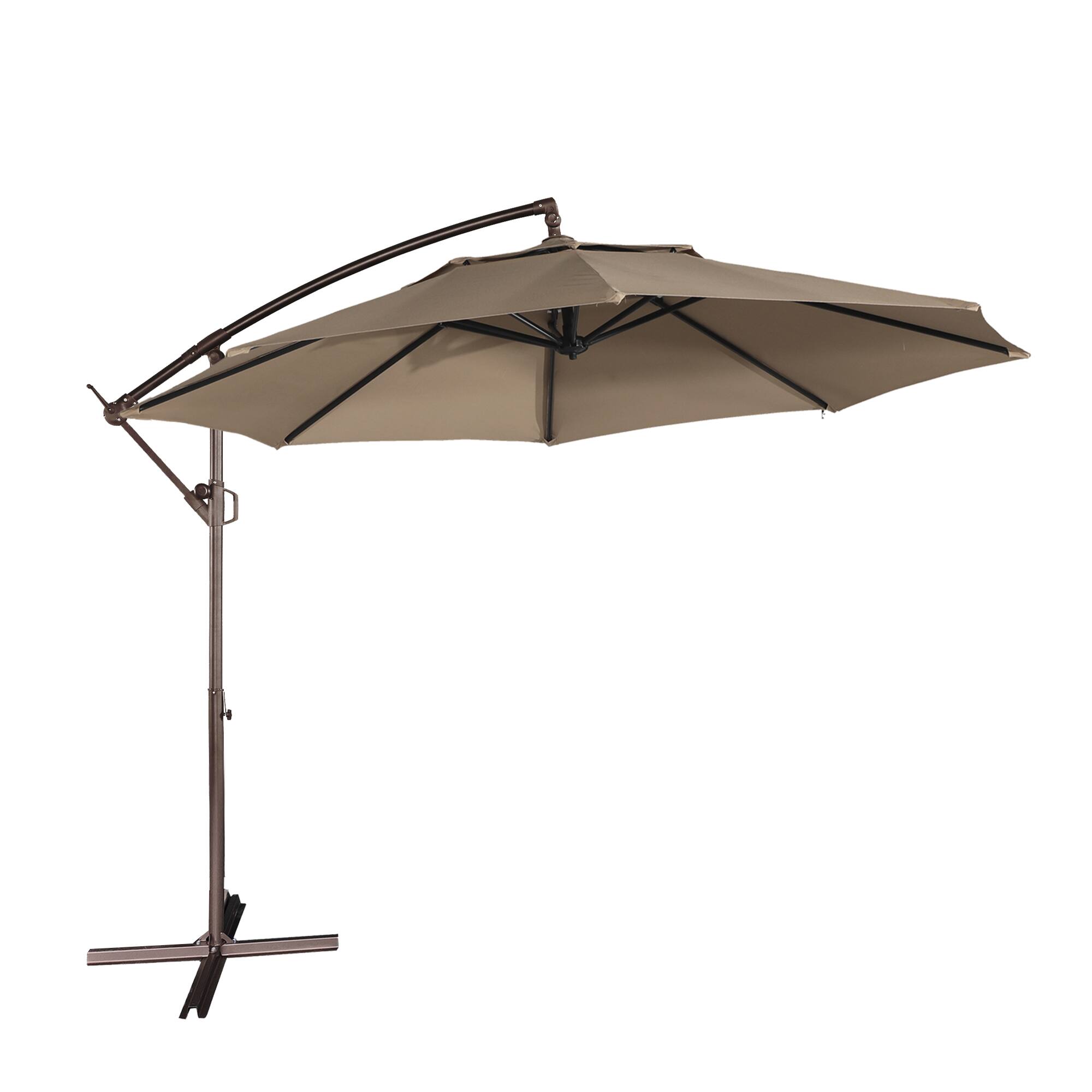 Angle. Mondawe - 11ft Offset Patio Umbrella with Easy Tilt & Crank 360°Rotate - Tan.